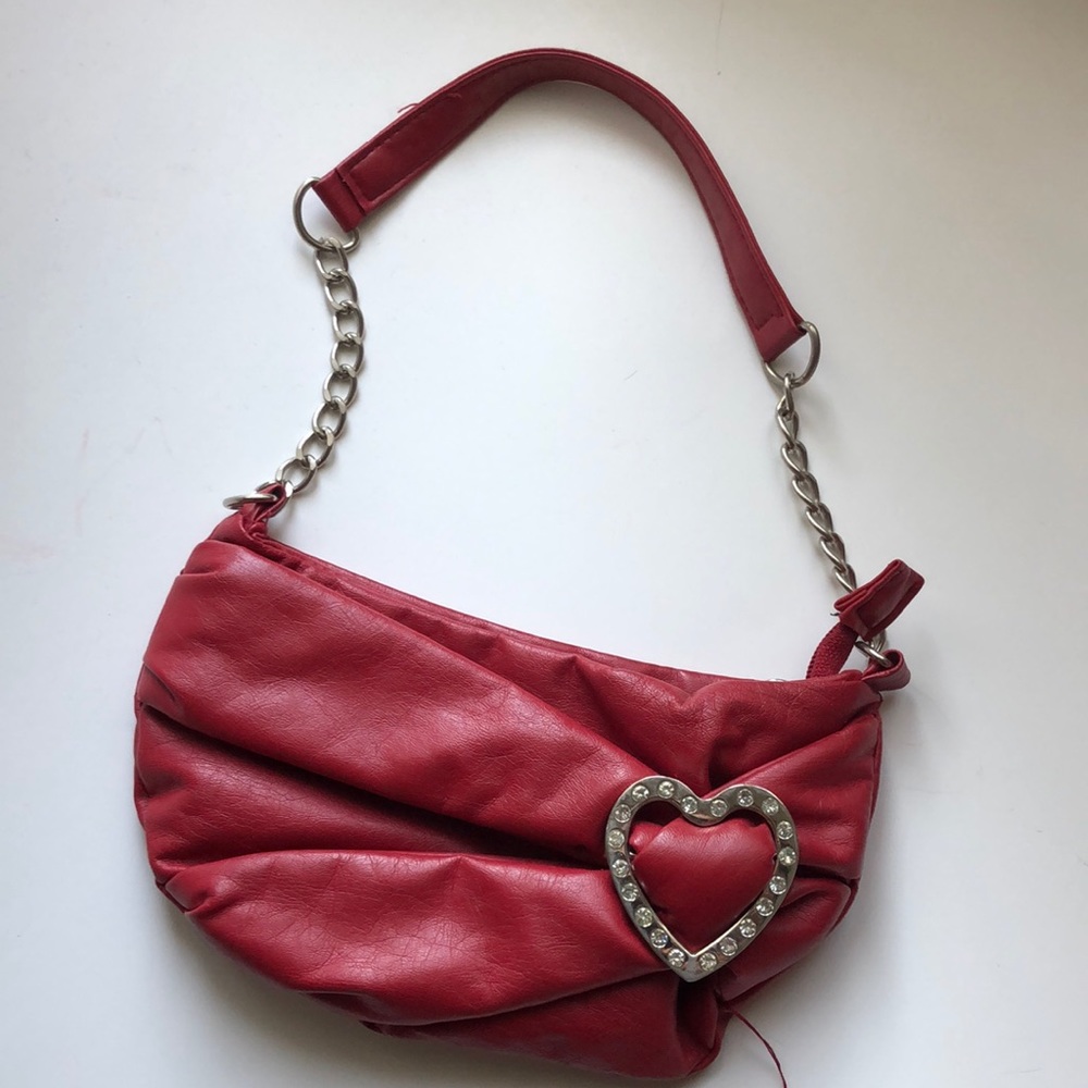 5$ add on Red faux leather purse